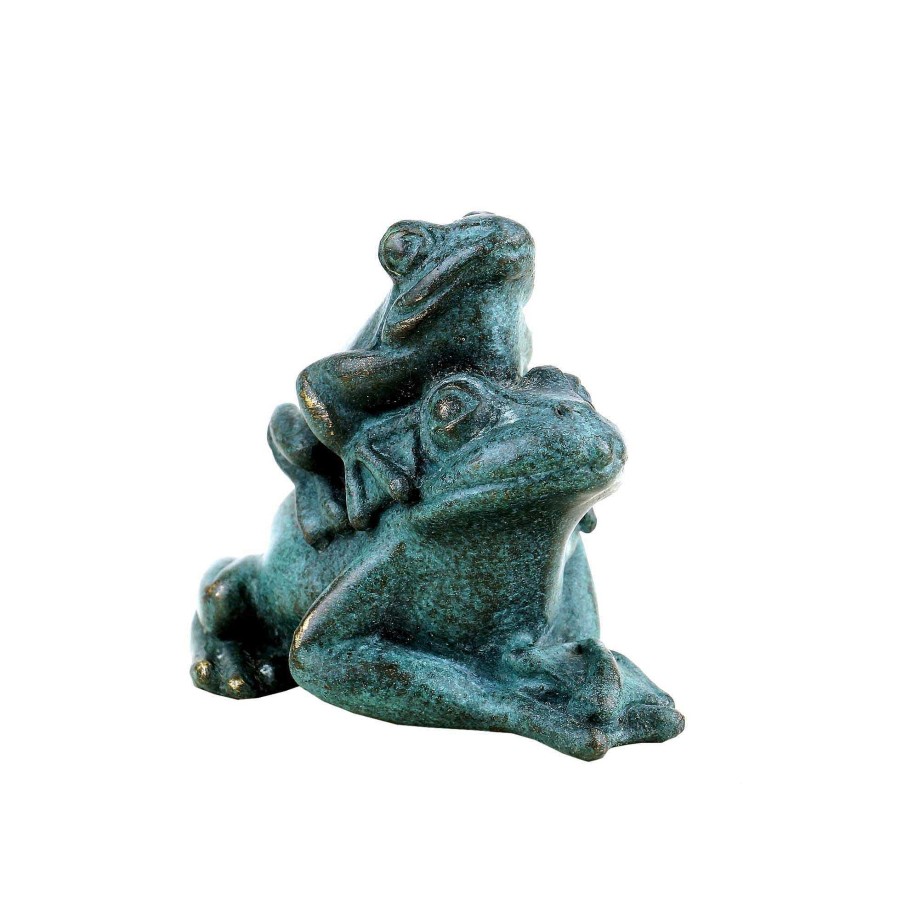 Miguel Fernando Lopez (Milo) Bronze Frog Couple - Animal Figurine - Green Patina - Signed Milo Animal Sculptures