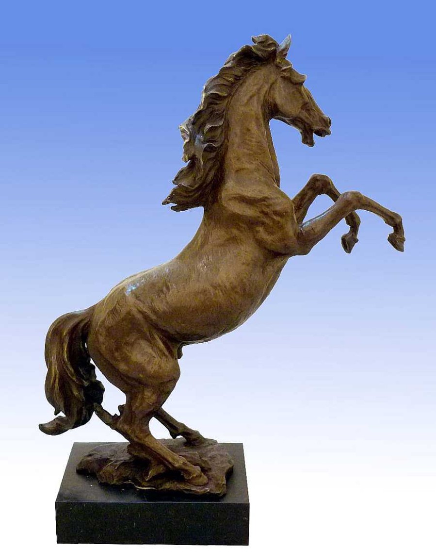 Miguel Fernando Lopez (Milo) Large Dynamic Bronze Sculpture - Wild Stallion - Signed Milo Garden Statues