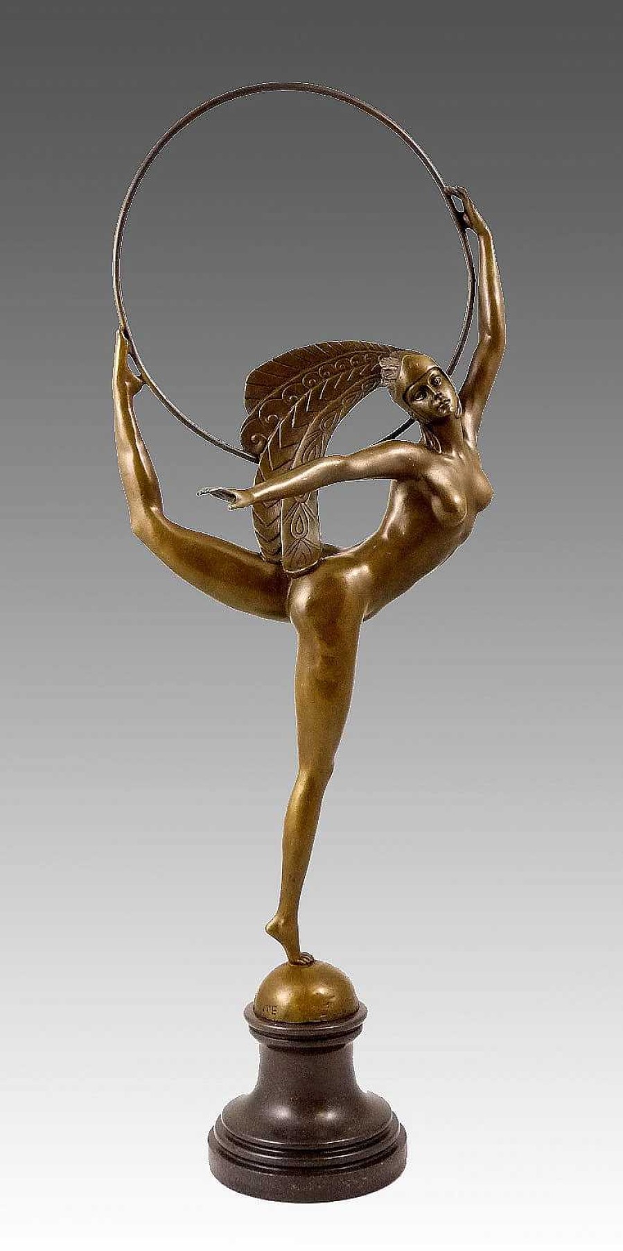 Kunst & Ambiente Art Deco Bronze Dancer On Marble Base - By J.P. Morante Art Deco Figurines