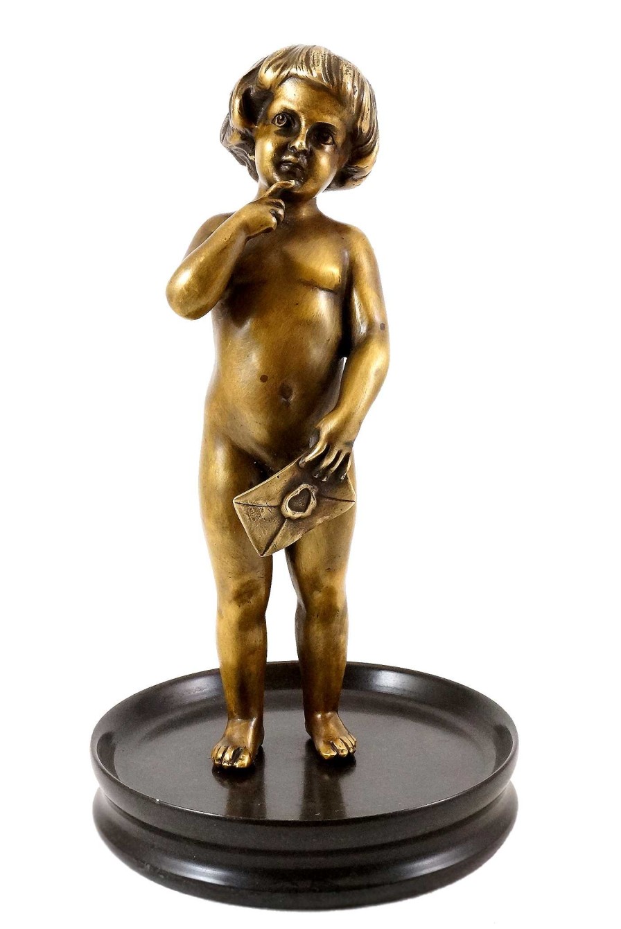 Franz Bergmann Naked Child On Business Cards Shell - Vienna Bronze, Bergmann Erotic Nudes - Vienna Bronze