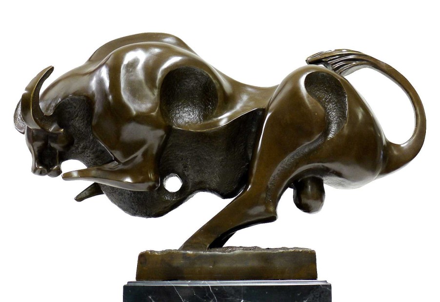 Kunst & Ambiente Huge Animal Figure For The Garden - Cubistic Bronze Bull Animal Sculptures