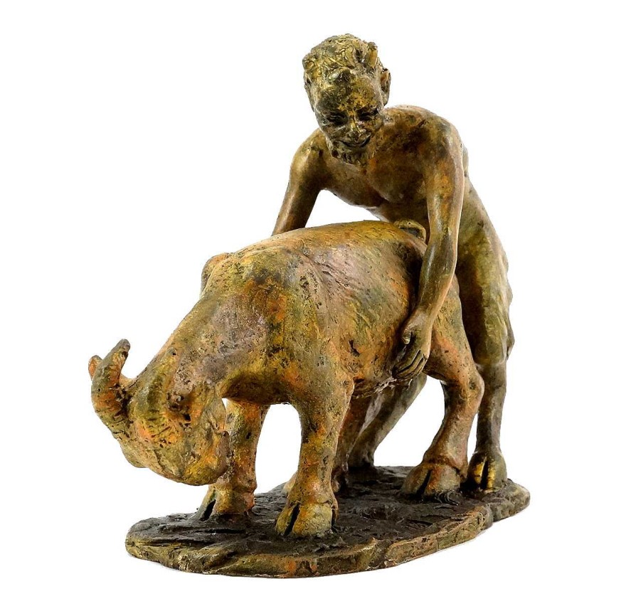 Franz Bergmann Faun With Goat - Vienna Bronze - Bergmann Stamp, 2-Piece Erotic Nudes - Vienna Bronze