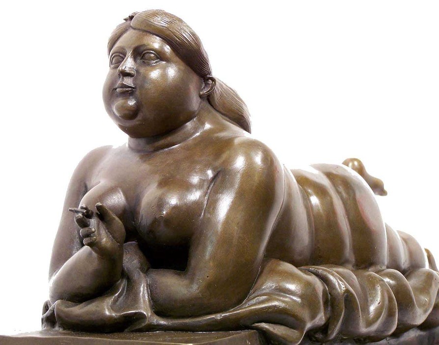 Fernando Botero Modern Art Bronze - Xxl Smoking Woman Signed Botero Contemporary Art