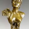 Auguste Moreau Lovely Art Nouveau Bronze Female Bust After Auguste Moreau Art Nouveau Statues