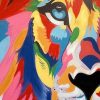 Kunst & Ambiente Colourful Pop Art Lion - Modern Acrylic Painting - Martin Klein Oil Painting