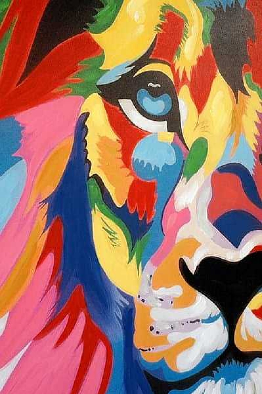 Kunst & Ambiente Colourful Pop Art Lion - Modern Acrylic Painting - Martin Klein Oil Painting