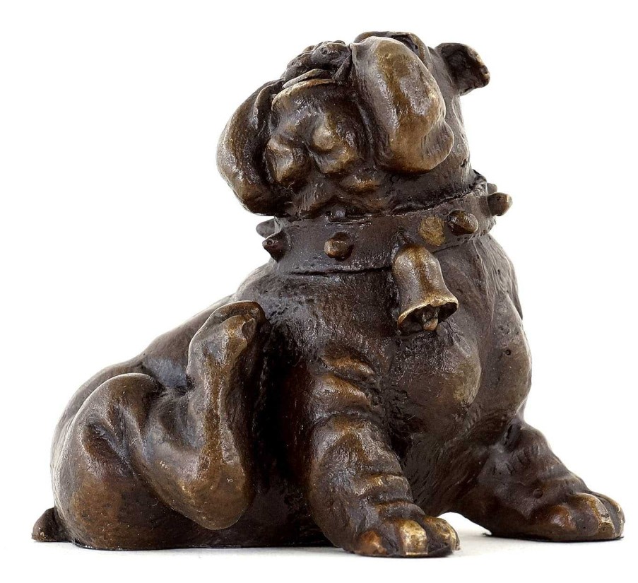 Kunst & Ambiente Bronze Animal Sculpture - Scratching English Bulldog - Viennese Animal Sculptures