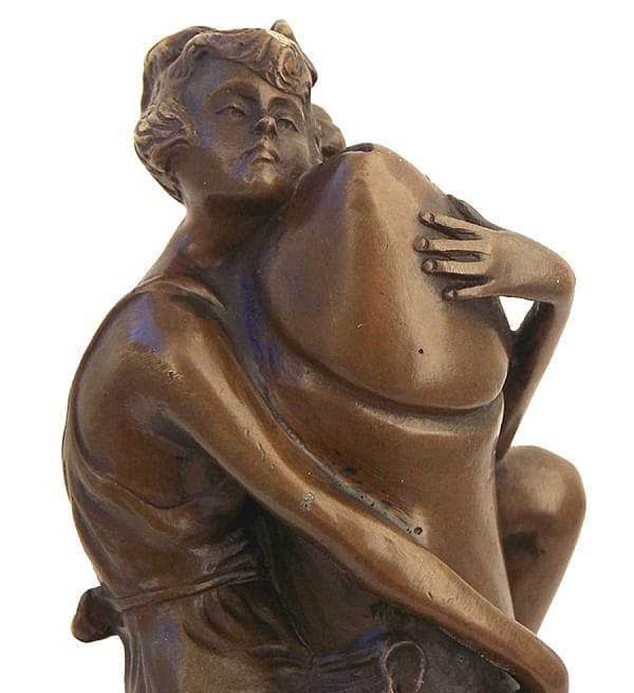 Kunst & Ambiente Art Deco Erotic Bronze On Marble Base Lady At Phallus, B. Zach Erotic Nudes - Vienna Bronze