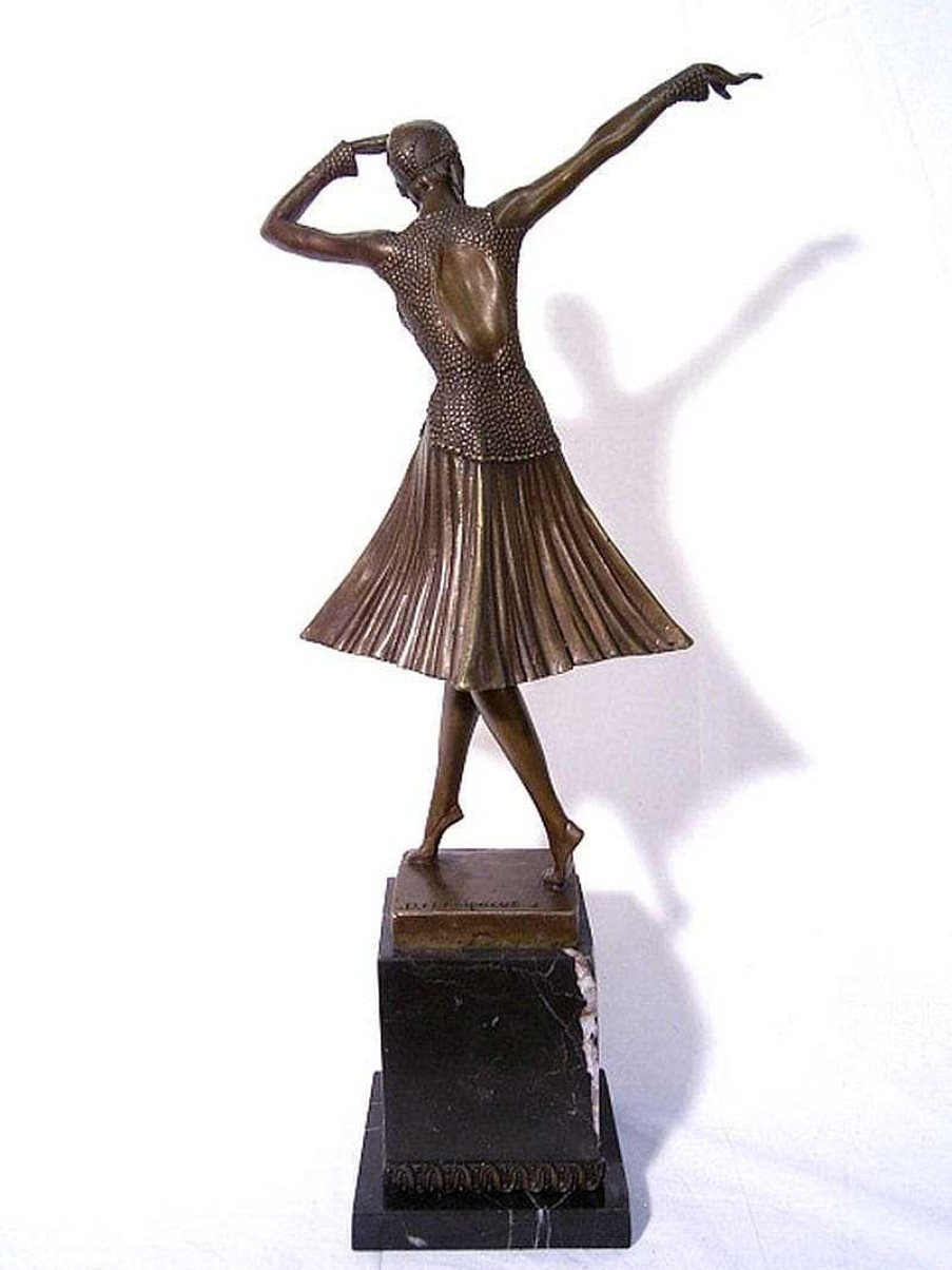 Demétre Haralamb Chiparus Art Deco Bronze Dancer Statue By Chiparus On Marble Base Art Deco Figurines