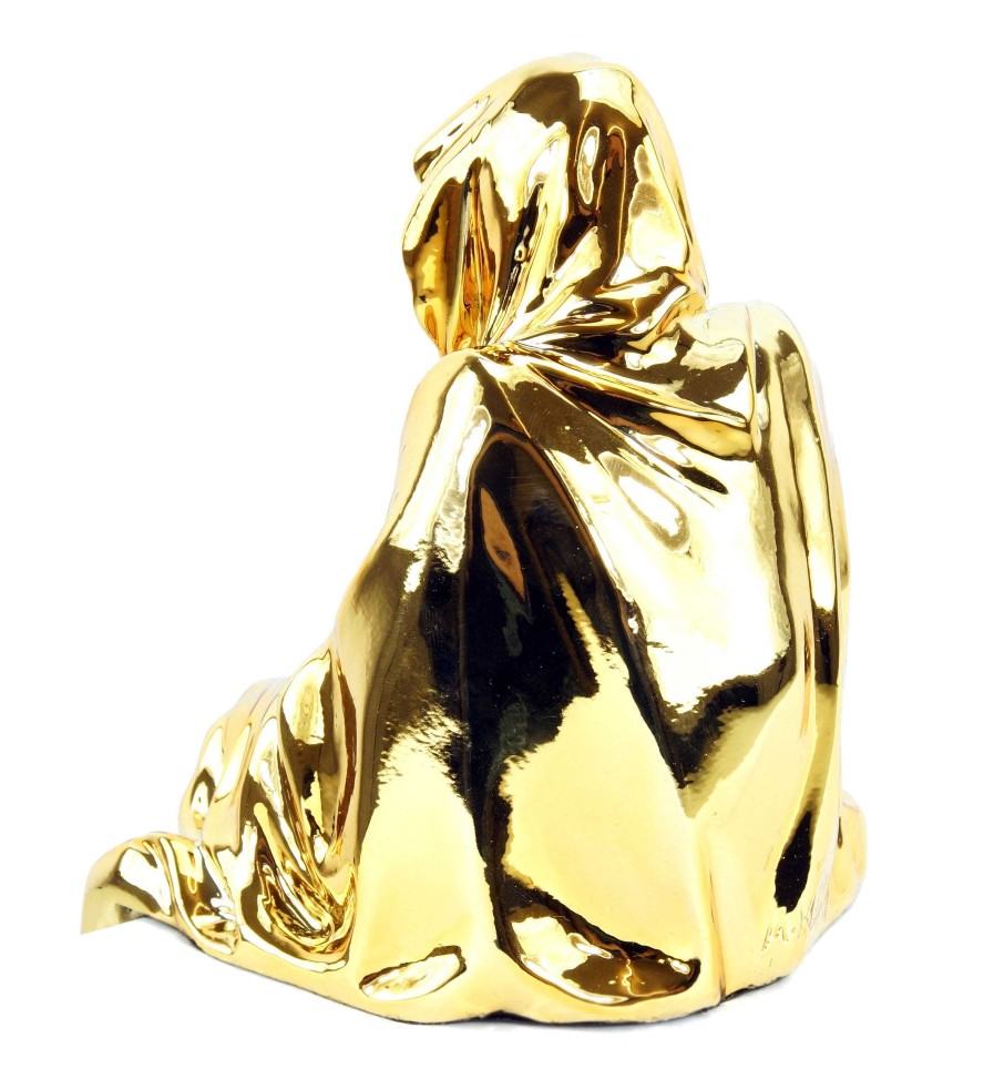 Martin Klein Limited Bronze Shelf Sitter - Ghost - Golden Shelf Sitter - Gold Contemporary Art