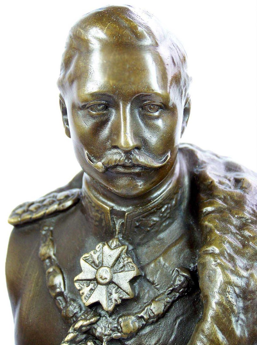 Kunst & Ambiente William Ii. - German Emperor Bronze Bust Signed Military Statues