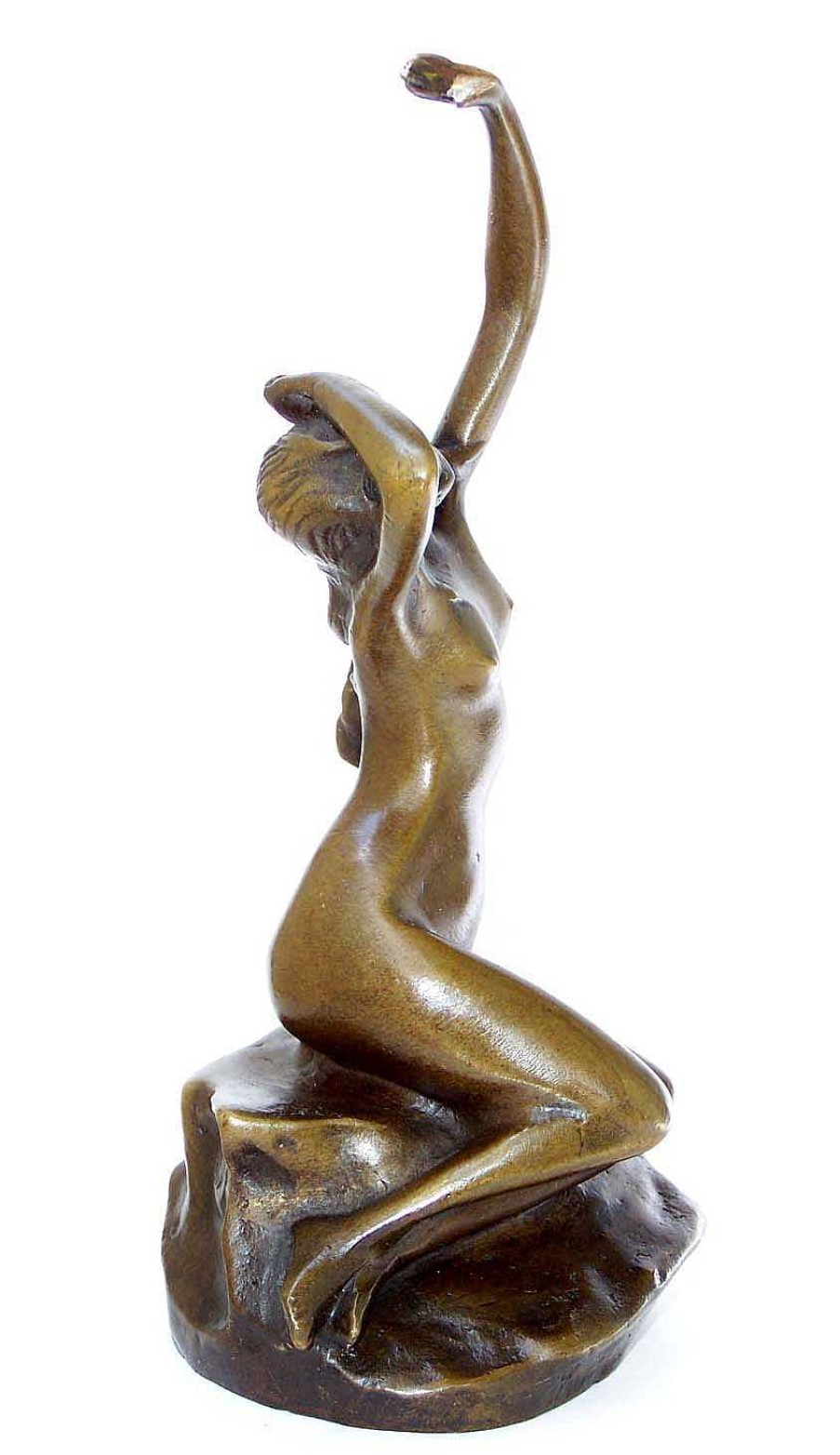 Kunst & Ambiente Art Nouveau Nude Bronze - Nude Woman On The Rock- Sig. Moren Erotic Nudes - Vienna Bronze