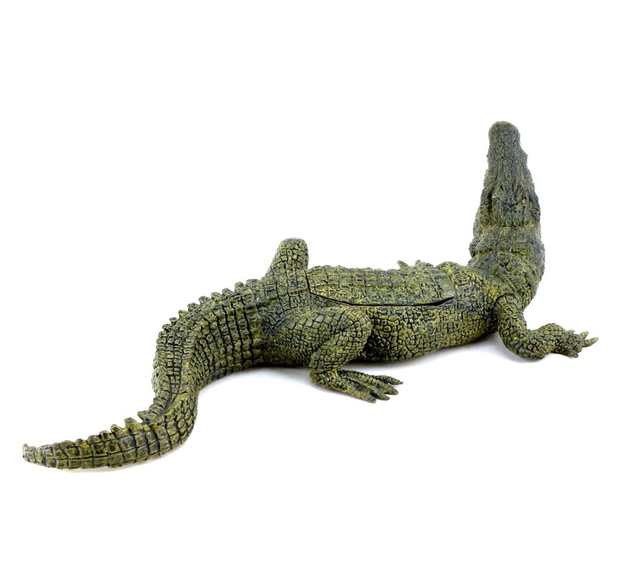 Franz Bergmann Vienna Bronze - Crocodile With Virgin - Tripartite - Bergmann Stamp Animal Sculptures