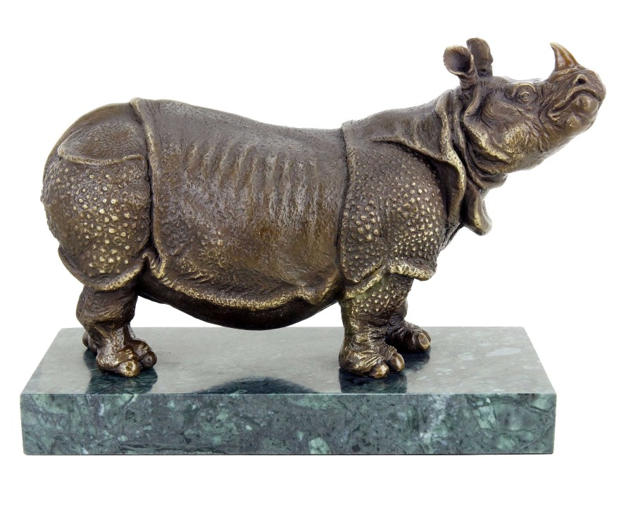 Rembrandt Bugatti Rhinoceros Bronze Figurine By Rembrandt Bugatti - Animal Rhino Statue Animal Sculptures