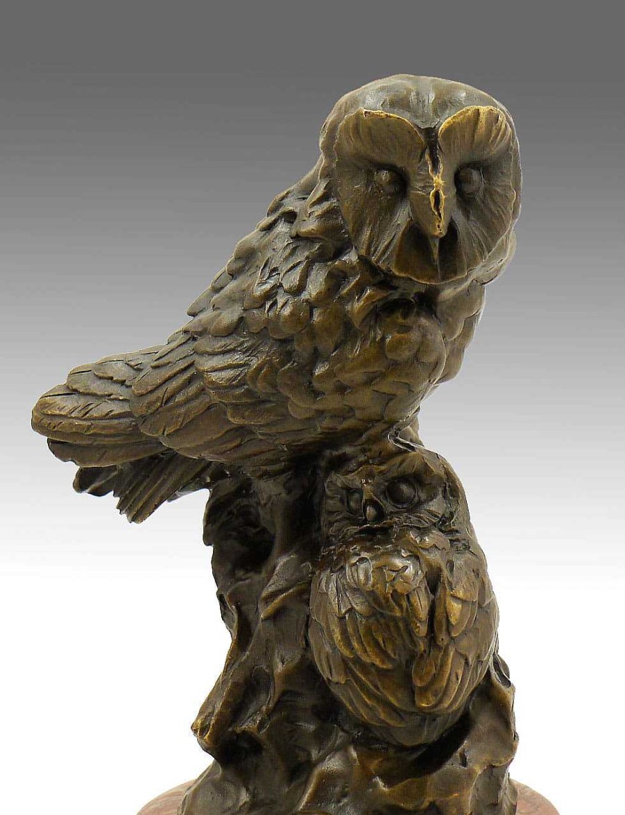 Miguel Fernando Lopez (Milo) Animal Bronze Sculpture - Two Owls - Signed By Milo Animal Sculptures