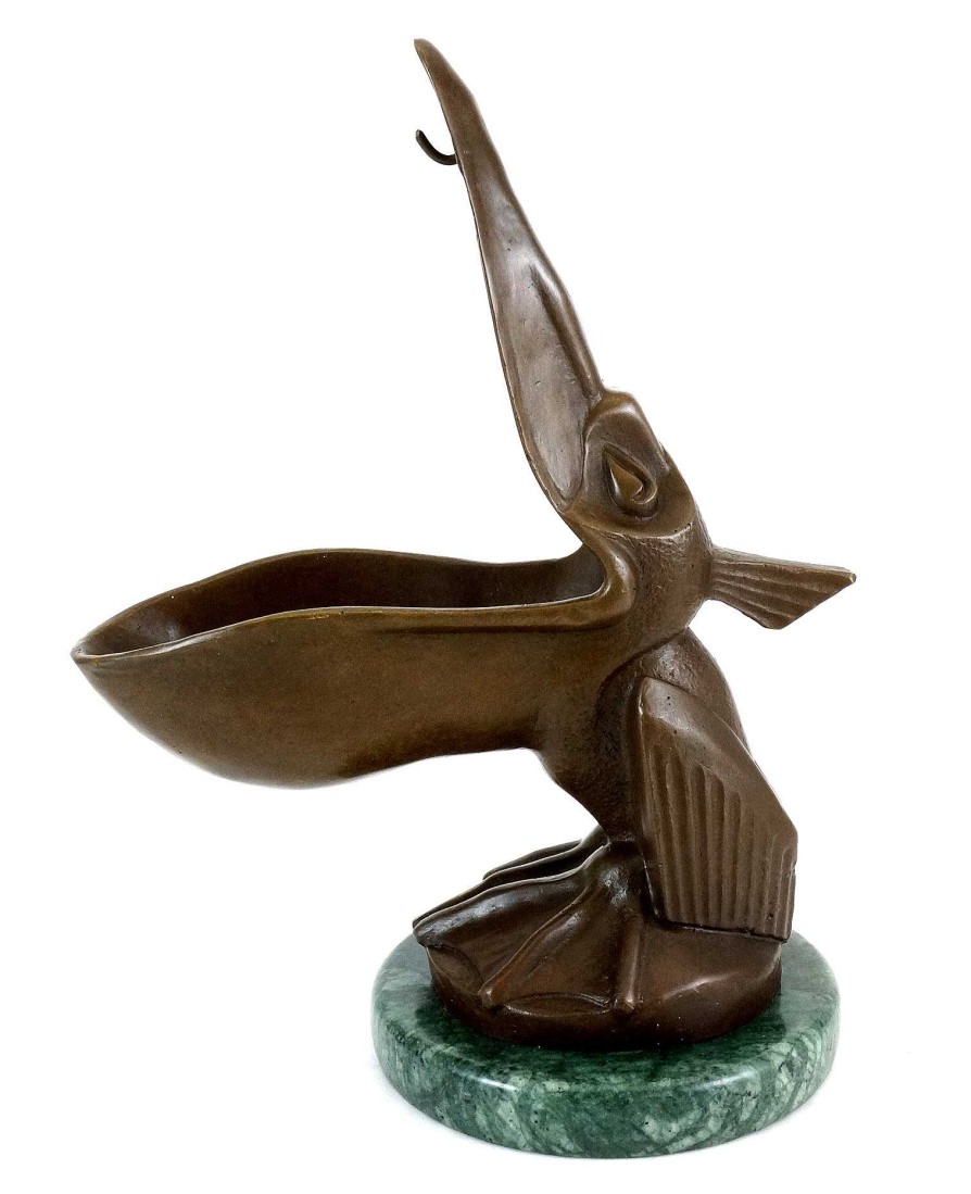 Kunst & Ambiente Art Deco Clock Stand - Pelican Model - Signed By Verler Art Deco Figurines