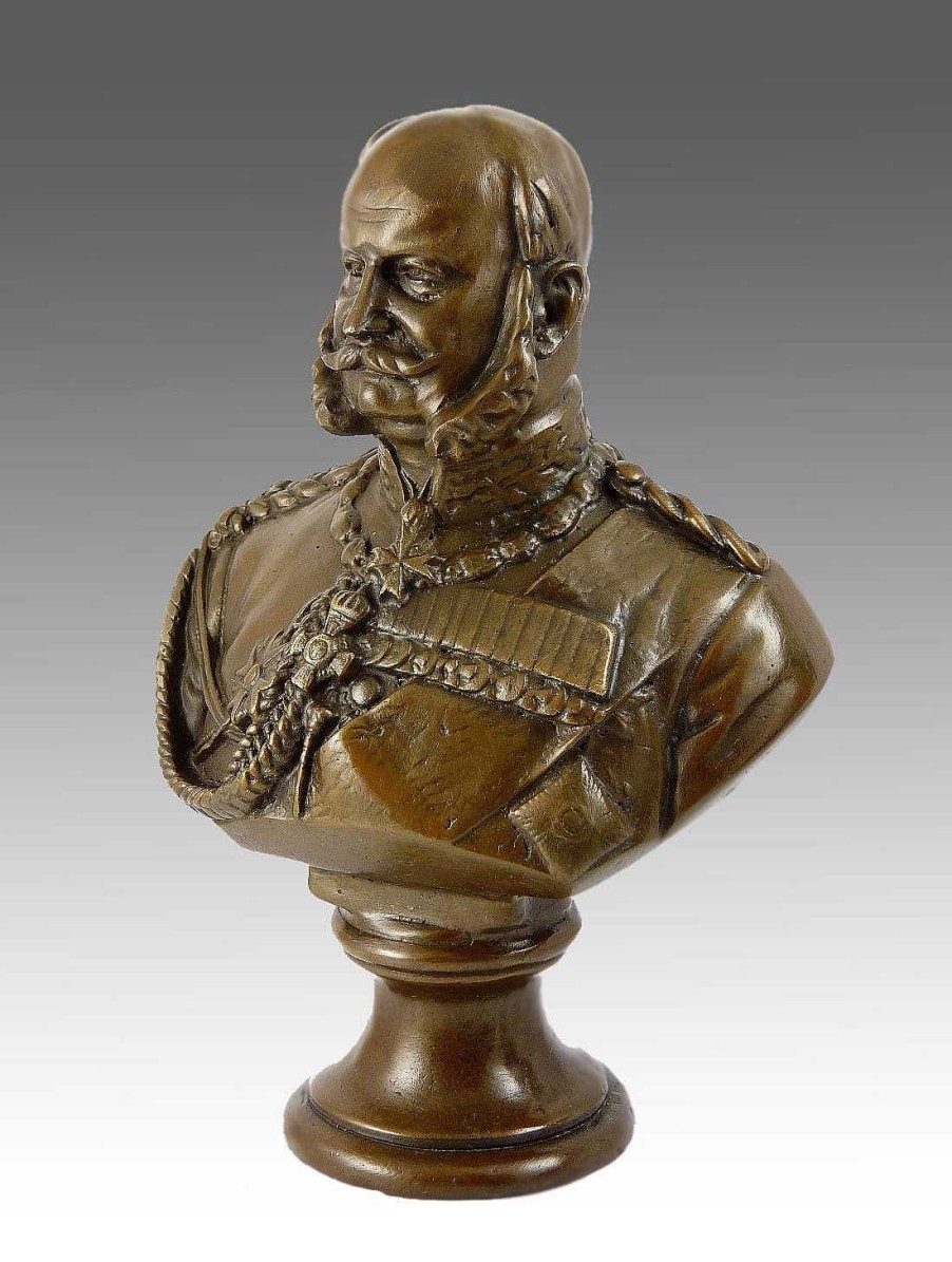 Kunst & Ambiente William I.- German Emperor Bronze Bust Signed Military Statues