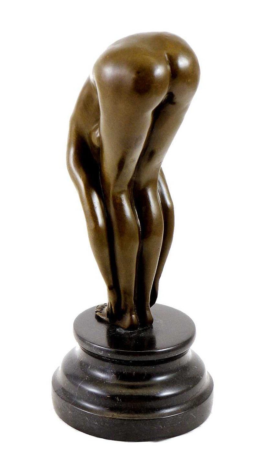 Miguel Fernando Lopez (Milo) Bronze - A Bent-Over Woman On A Marble Pedestal, Sign. Milo Contemporary Art