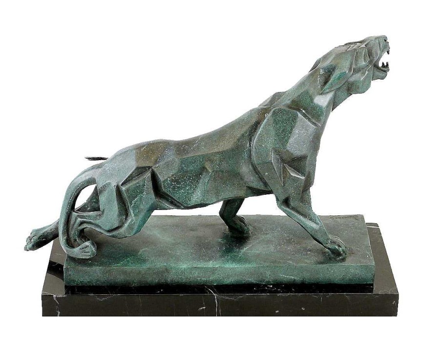 Kunst & Ambiente Cubistic Bronze Panther - Signed By Duvernet Animal Sculptures