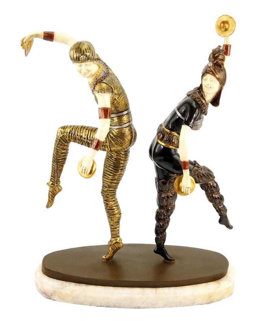 Demétre Haralamb Chiparus Art Deco Sculpture - Harlequin Dancer - Signed Chiparus Art Deco Figurines