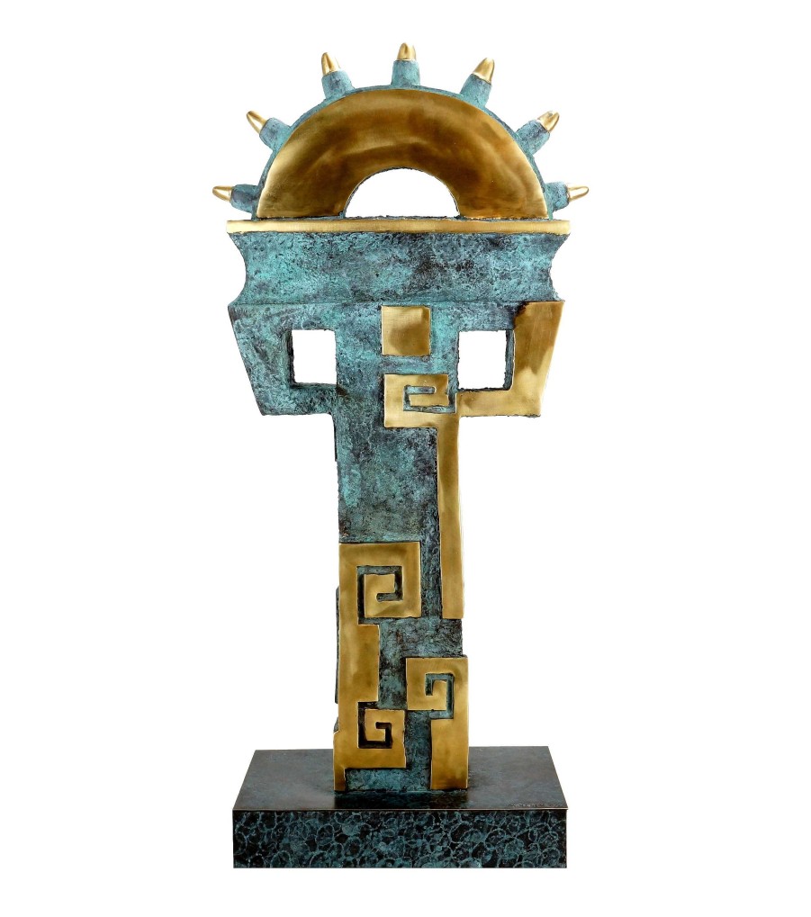 Martin Klein Limited Bronze Sculpture - Aztec Column - Signed Martin Klein Contemporary Art