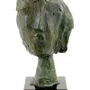 Kunst & Ambiente Abstract Bronze Head On A Marble Base After Henry Moore Contemporary Art