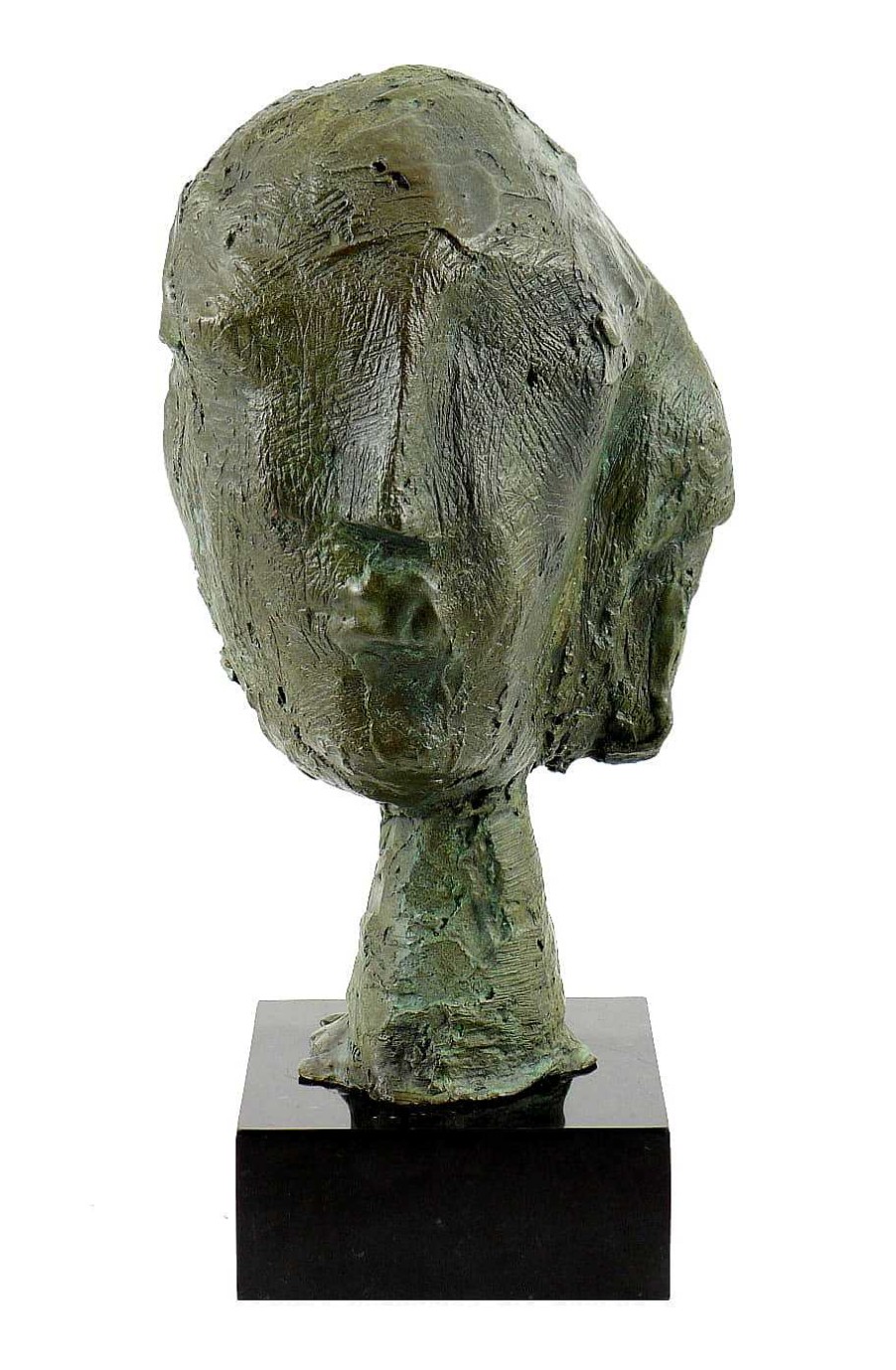 Kunst & Ambiente Abstract Bronze Head On A Marble Base After Henry Moore Contemporary Art