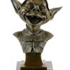 Kunst & Ambiente Bronze Head Of Garden Gnomes - Signed By Juno - Marble Base Greek Statues