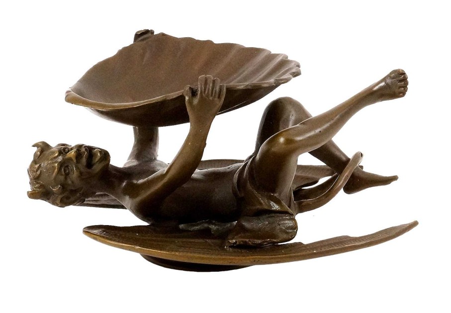 Franz Bergmann Devil With Mussel Shell, Vienna Bronze, With Bergmann Stamp Erotic Nudes - Vienna Bronze