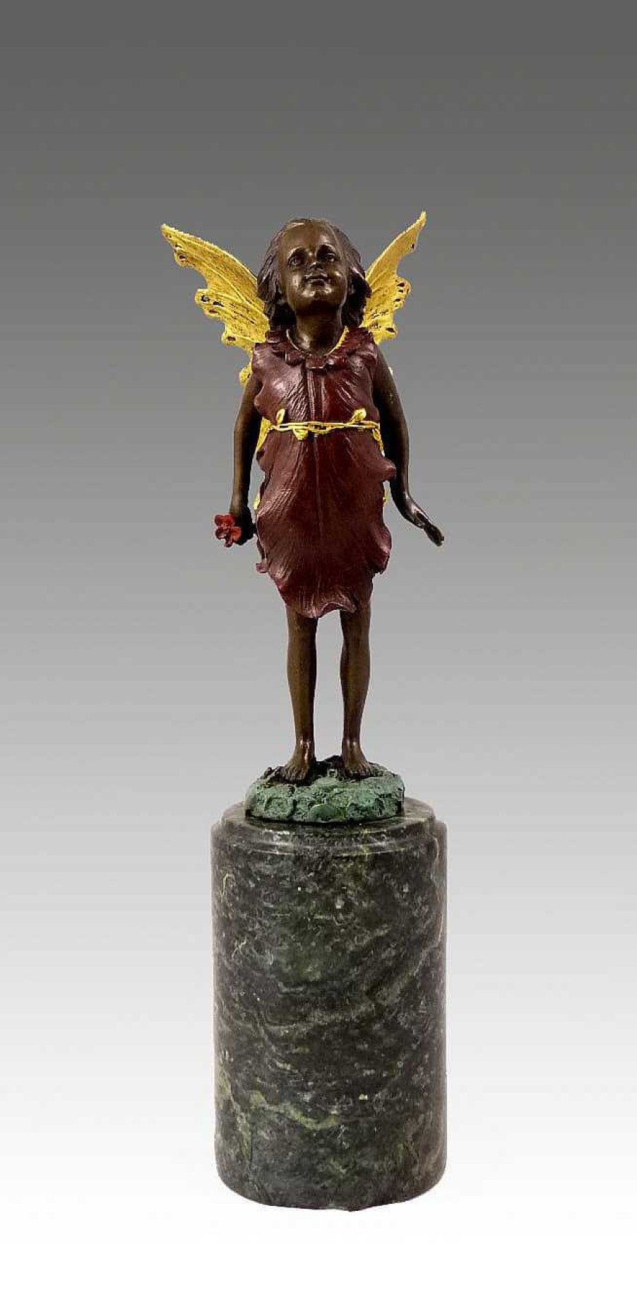 Miguel Fernando Lopez (Milo) Lovely Bronze Figure - Standing Fairy Elfin - Signed Milo Greek Statues