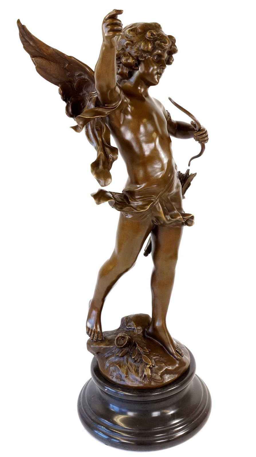 Auguste Moreau Xxl Art Nouveau Sculpture - Dancing Angel Cupid - Moreau Art Nouveau Statues