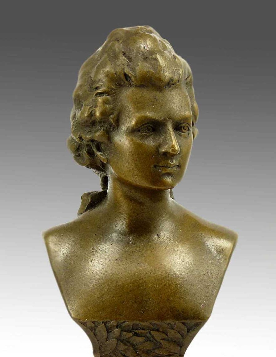 Miguel Fernando Lopez (Milo) Wolfgang Amadeus Mozart - Bronze Bust Signed - Statue Art Nouveau Statues