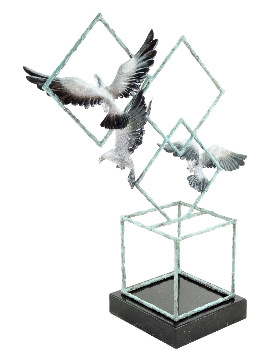 Martin Klein Ways Of Liberty By Martin Klein - Animal Sculpture - Doves - Limited Contemporary Art