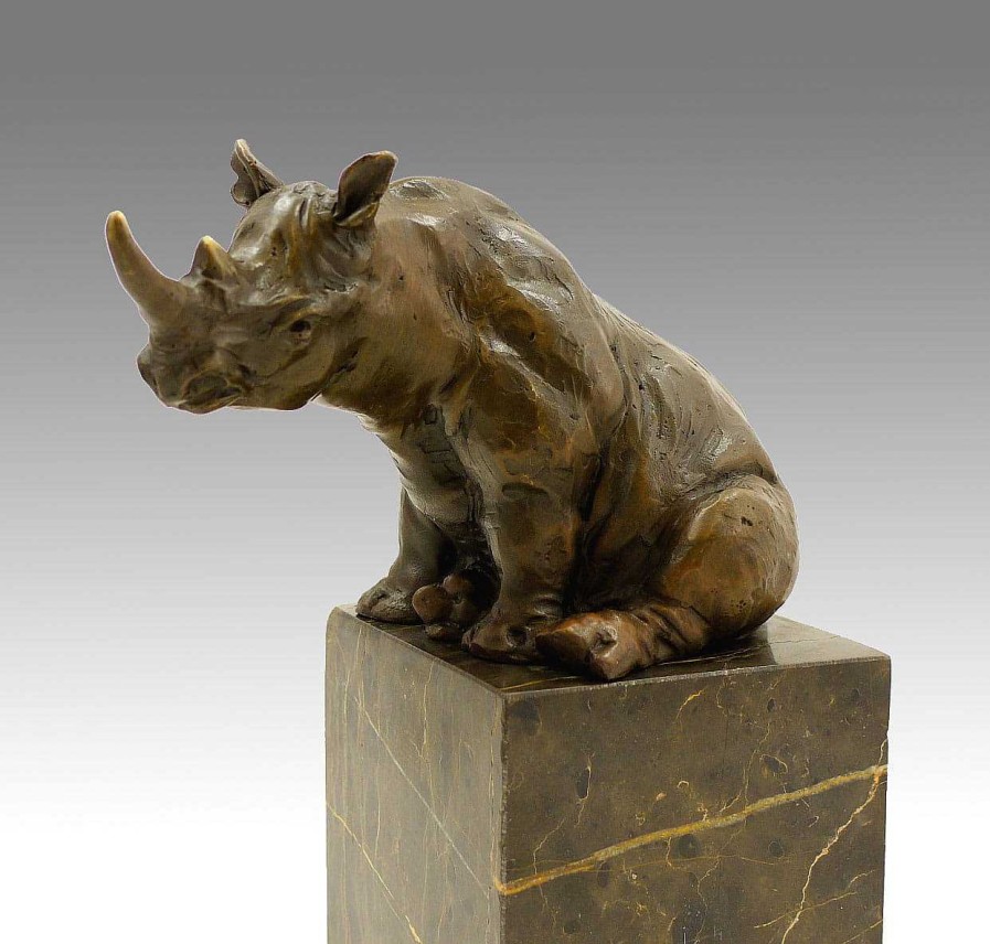 Miguel Fernando Lopez (Milo) Abstract Animal Sculpture - Sitting Rhino - Signed Milo Animal Sculptures