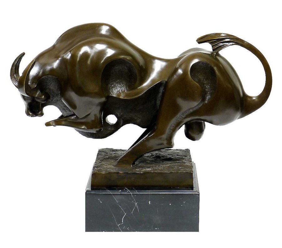 Kunst & Ambiente Huge Animal Figure For The Garden - Cubistic Bronze Bull Garden Statues