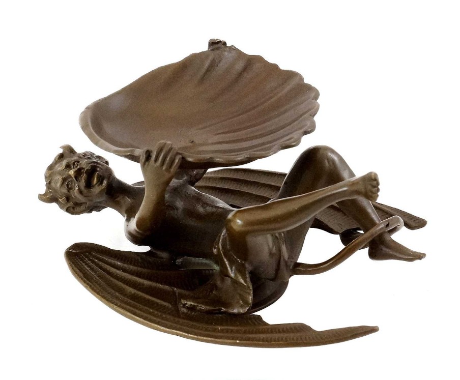 Franz Bergmann Devil With Mussel Shell, Vienna Bronze, With Bergmann Stamp Erotic Nudes - Vienna Bronze