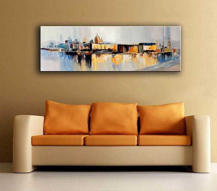 Kunst & Ambiente Modern Art Canaletto Silhouette Dresden Ii - Oil Painting On Canvas - Martin Klein Oil Painting