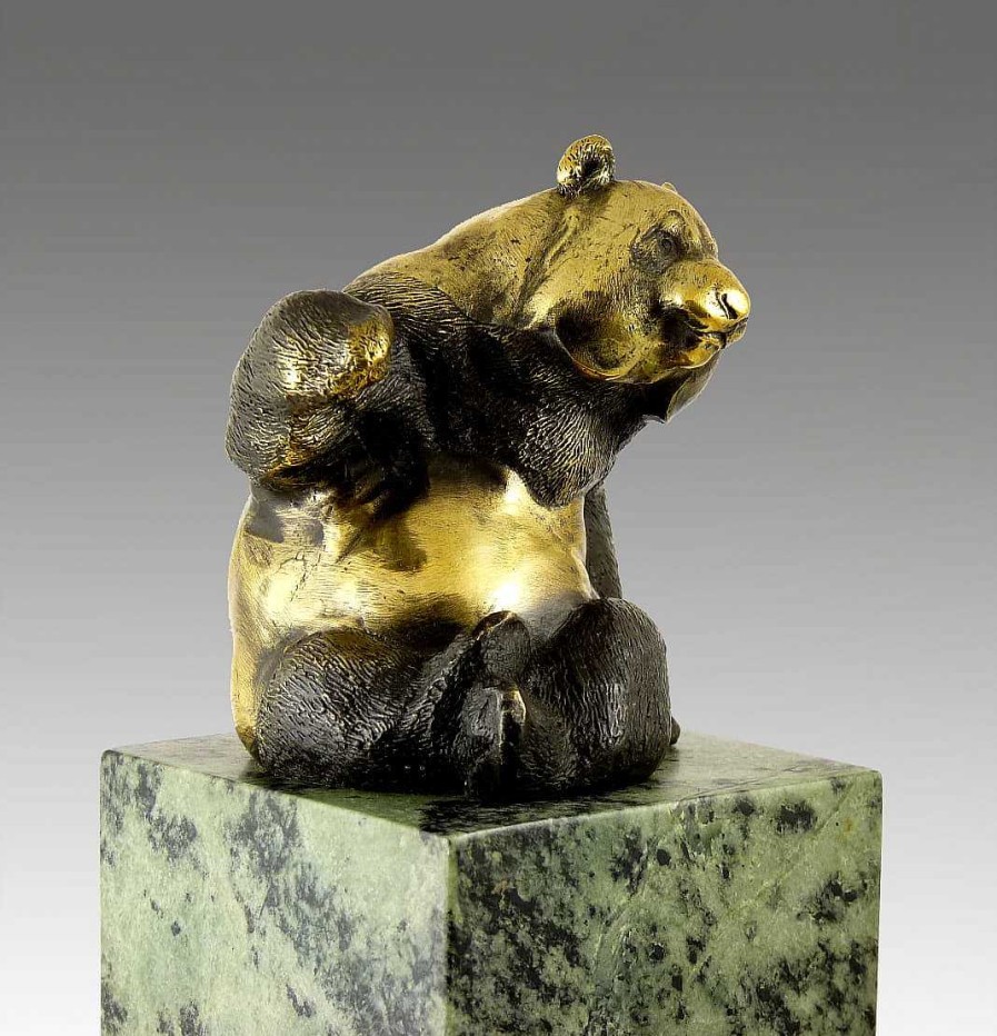 Miguel Fernando Lopez (Milo) Cute Animal Bronze Sculpture - The Panda - Created By Milo Animal Sculptures