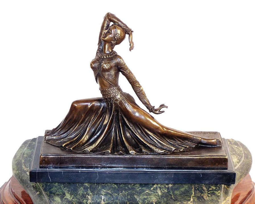 Demétre Haralamb Chiparus Art Deco Bronze Dancer, Signed Chiparus On Marblebase Art Deco Figurines