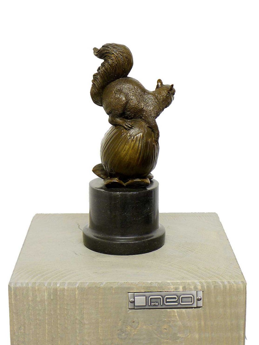 Miguel Fernando Lopez (Milo) Modern Art Animal Bronze - Squirrel With Nut - Signed Milo Animal Sculptures