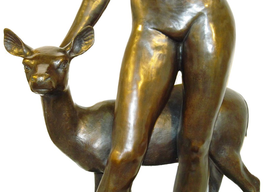 Kunst & Ambiente Large Sculpture Bronze - The Diana Goddes Of Hunt - Signed Mc. Garden Statues