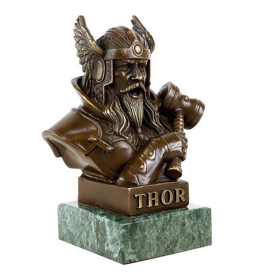 Kunst & Ambiente Thor Bronze Bust - God Of Thunder - Bronze Viking Figurine - Signed Contemporary Art