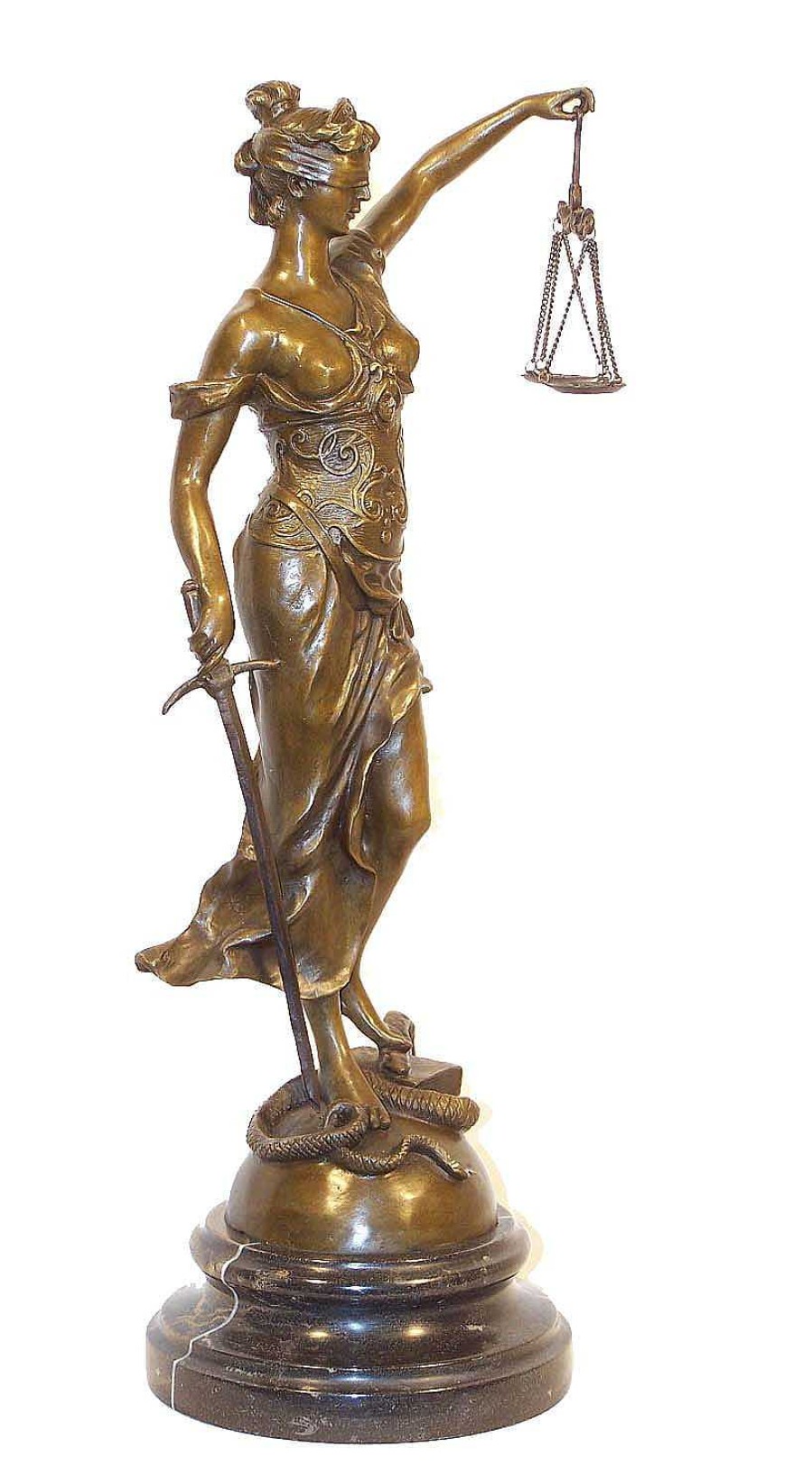 Kunst & Ambiente Large Lady Justice Bronze Sculpture On Marblebase - Part Of Roman Mythology Greek Statues