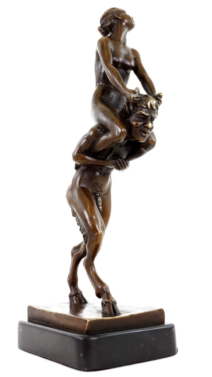 Franz Bergmann Virgin Rides Faun - Erotic Bronze Nude - Bergmann Erotic Nudes - Vienna Bronze