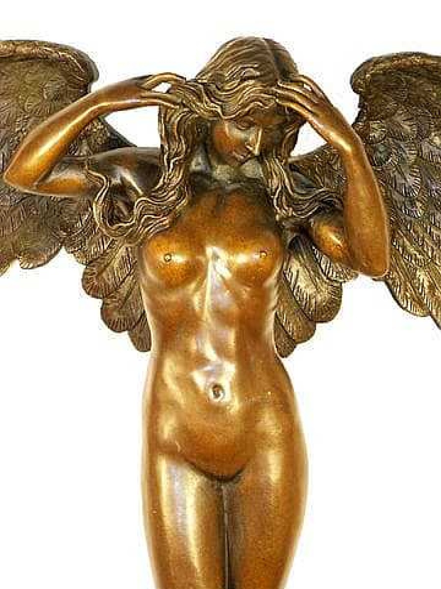 Adolph Alexander Weinman Large Erotic Angel Woman On Marble Base Signed A.A. Weinman Greek Statues