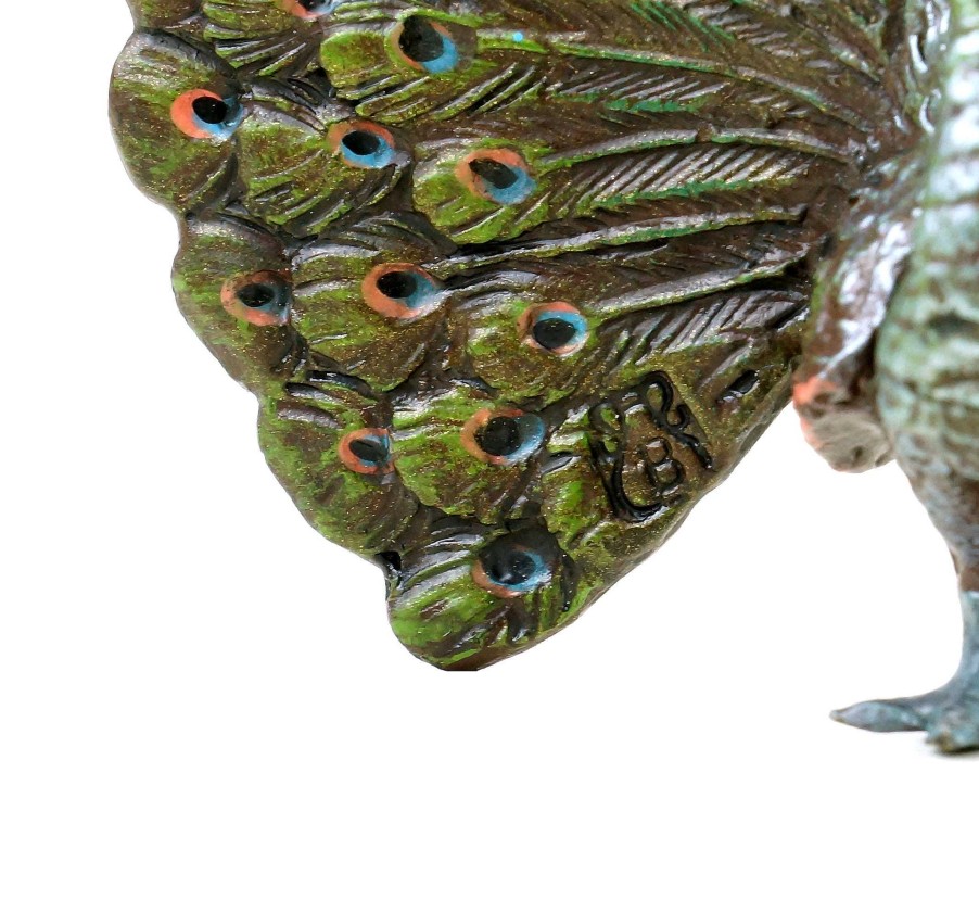 Franz Bergmann Vienna Bronze Peacock - Stamped - Animal Figurine - Miniature Bronze Erotic Nudes - Vienna Bronze