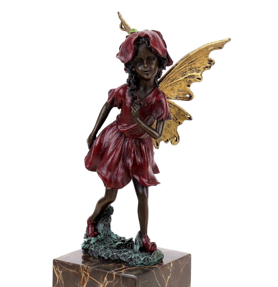 Miguel Fernando Lopez (Milo) Fairy Figurine - Flower Fairy - Bronze Figurine On Marble Base - Art Nouveau - Milo - Fantasy Statue Art Nouveau Statues