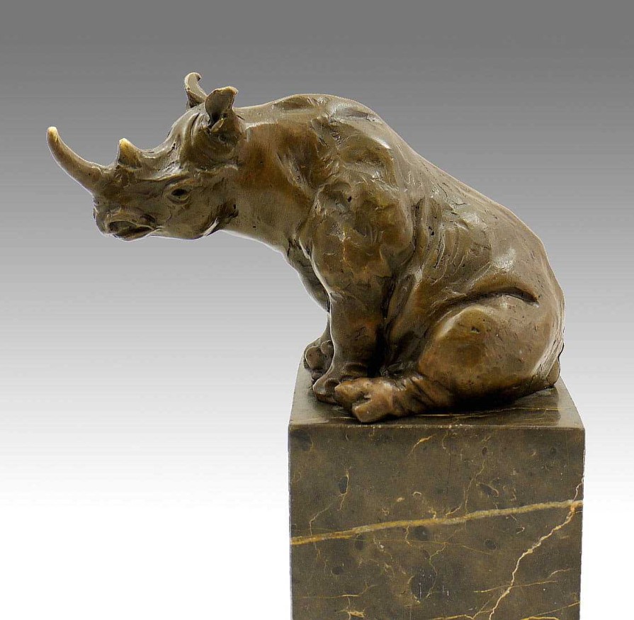 Miguel Fernando Lopez (Milo) Abstract Animal Sculpture - Sitting Rhino - Signed Milo Animal Sculptures