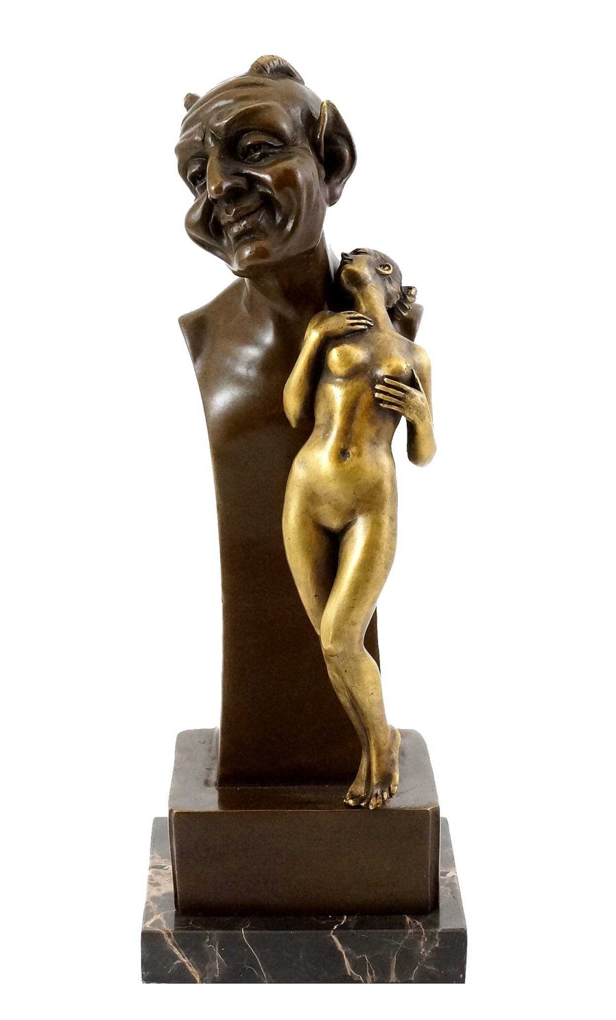 Franz Bergmann Devil Bust With Virgin - Vienna Bronze - Bergmann Stamp Erotic Nudes - Vienna Bronze