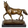 Kunst & Ambiente Superior Animal Bronze Sculpture Horse / Stallion On Marble Base Animal Sculptures